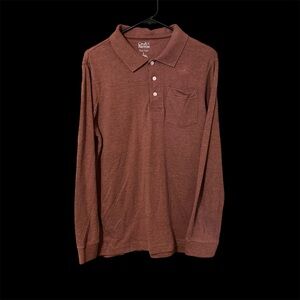 Croft & Borrow S Long Sleeve Polo Easy Care Maroon